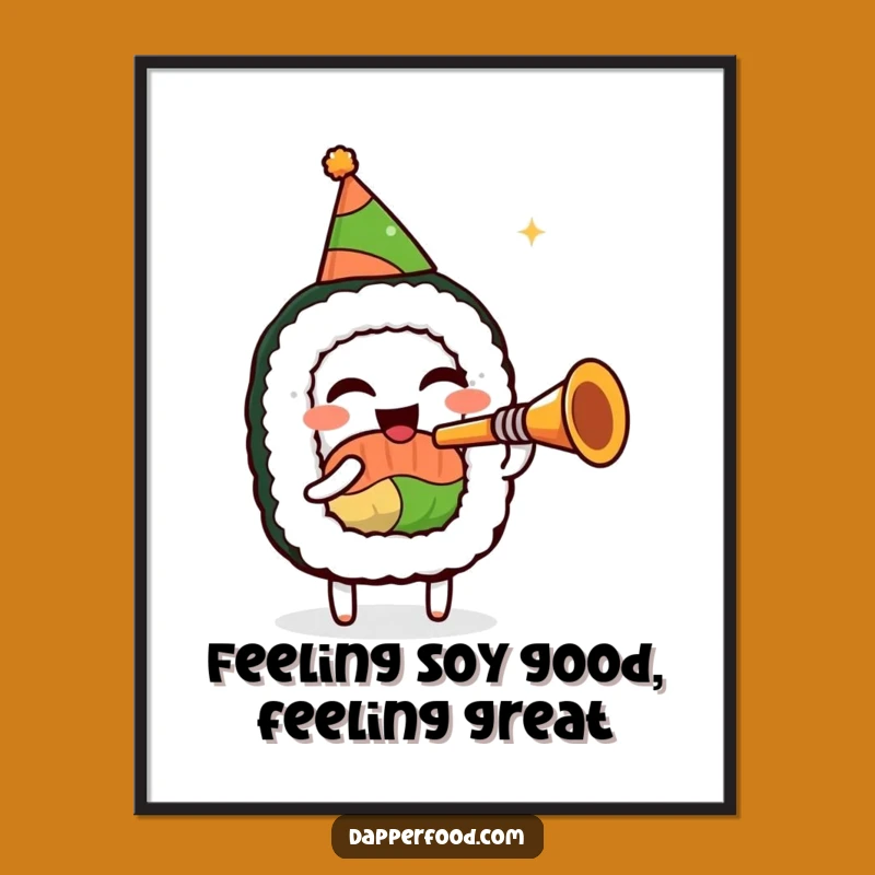 Free Printable Wall Art: Hilarious Sushi Trumpet Player Downloadable Decor