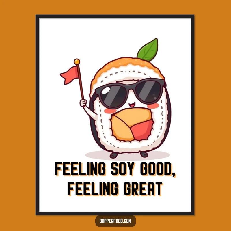 Free Printable Wall Art: Funny Sushi Roll Shades Flag Downloadable Decor