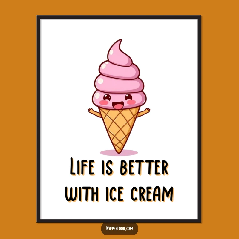 Free Printable Wall Art: Funny Ice Cream Character Bops with Joy!