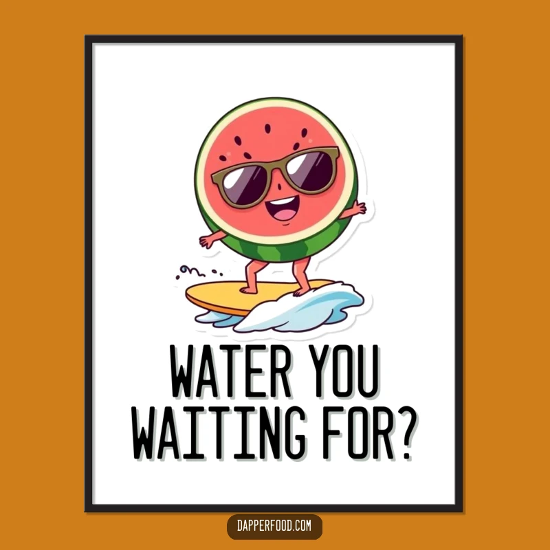 Free Printable Wall Art: Funny Watermelon Surf Downloadable Decor
