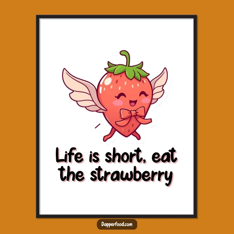 Funny Free Printable Strawberry Wall Art - Whimsical Flying Fruit Downloadable Decor