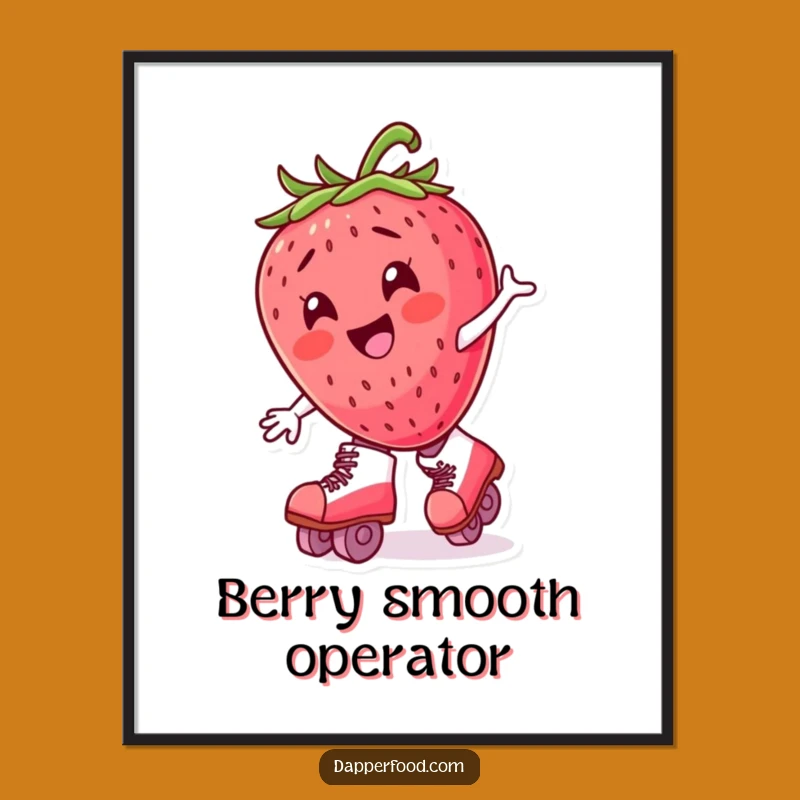 Funny Free Printable Wall Art: Strawberry Skater Downloadable Decor Gift