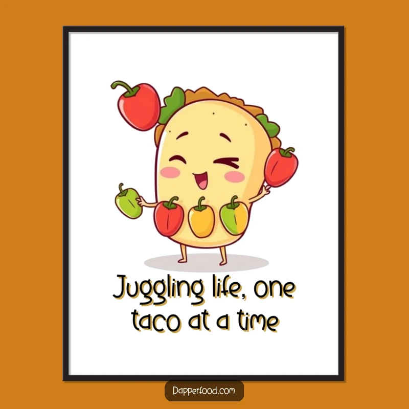 Free Printable Wall Art: Juggling Taco Fiesta, Quirky & Funny Downloadable Decor