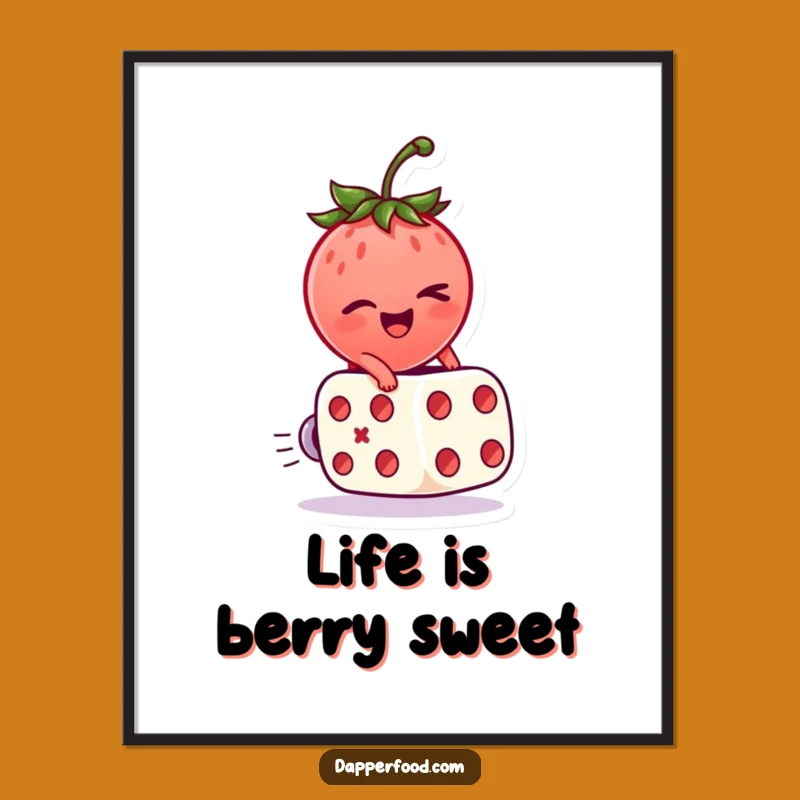 Free Printable Wall Art: Strawberry Dice, Quirky Downloadable Decor