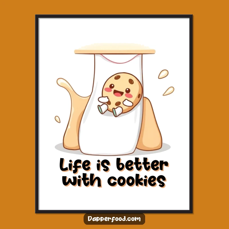 Funny Free Printable Wall Art: Cookie Slide Fun, Giggling Character, Downloadable Decor, Quirky Art