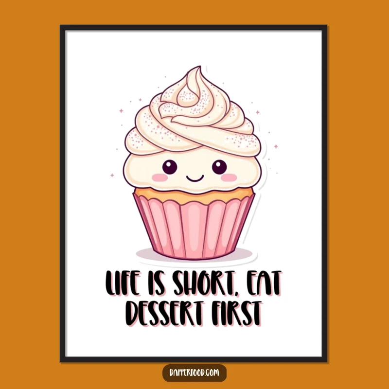 Funny Free Printable Wall Art: Glitter Cupcake Character - Hilarious Downloadable Decor