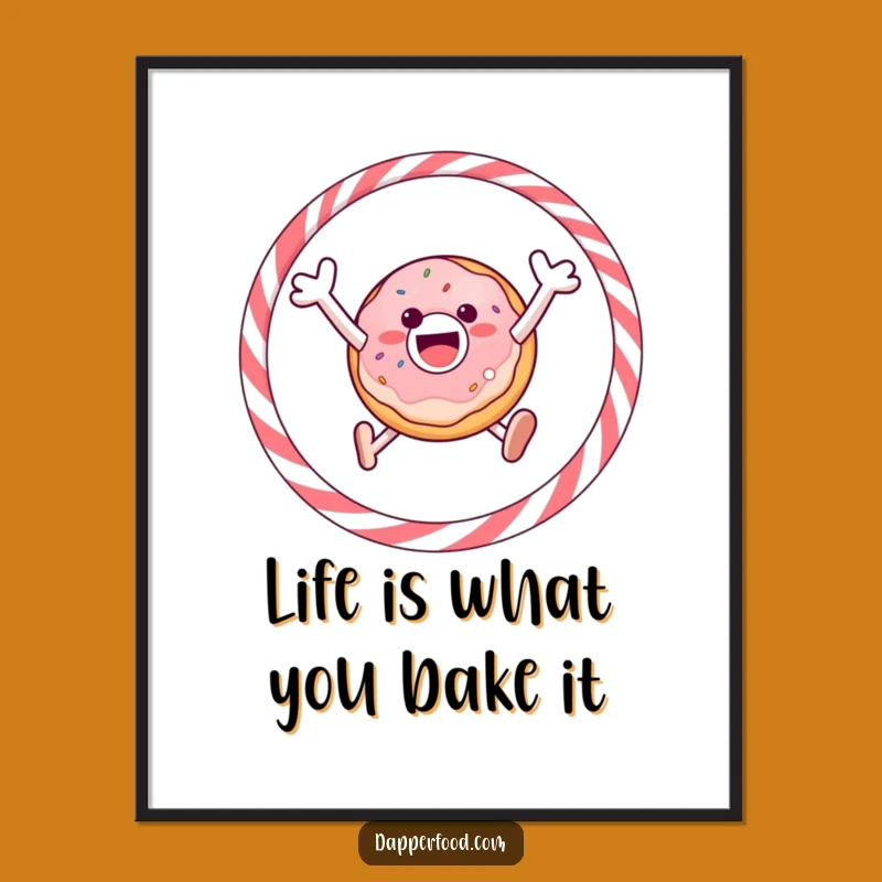 Free Printable Wall Art: Funny Donut Hoop Jumping Decor, Downloadable Art Gift
