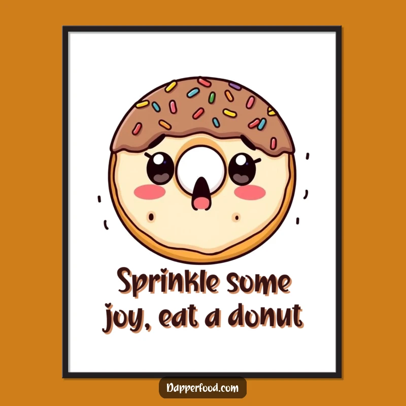 Free Printable Wall Art: Surprised Donut Sprinkle Design, Cheerful & Funny Downloadable Decor
