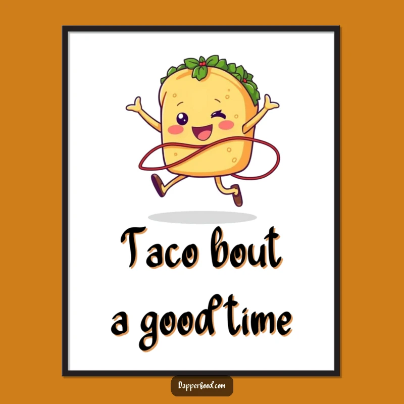 Free Printable Wall Art: Jumping Taco for spicy, funny downloadable art!