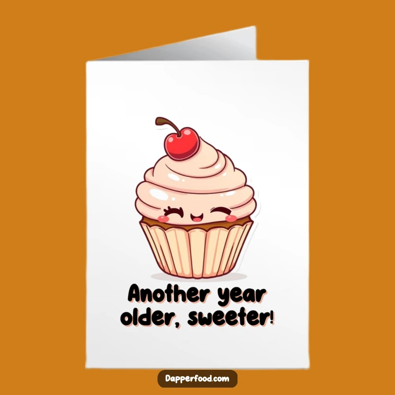 Free Printable Cheeky Cupcake Birthday Card: Winking Dessert Downloadable Funny Gift