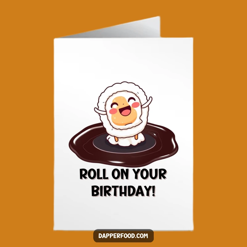 Free Printable Birthday Card: Sushi Cartwheel Fun, Hilarious Downloadable Greeting for Foodies