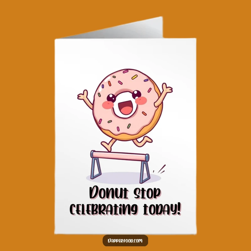 Free Printable Funny Donut Birthday Card: Leaping Sprinkles Hurdler Downloadable Gift