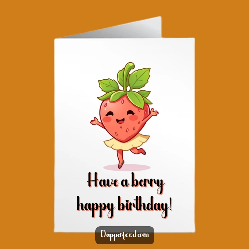 Free Printable Birthday Card: Dancing Strawberry Ballet Twirl Downloadable Greeting