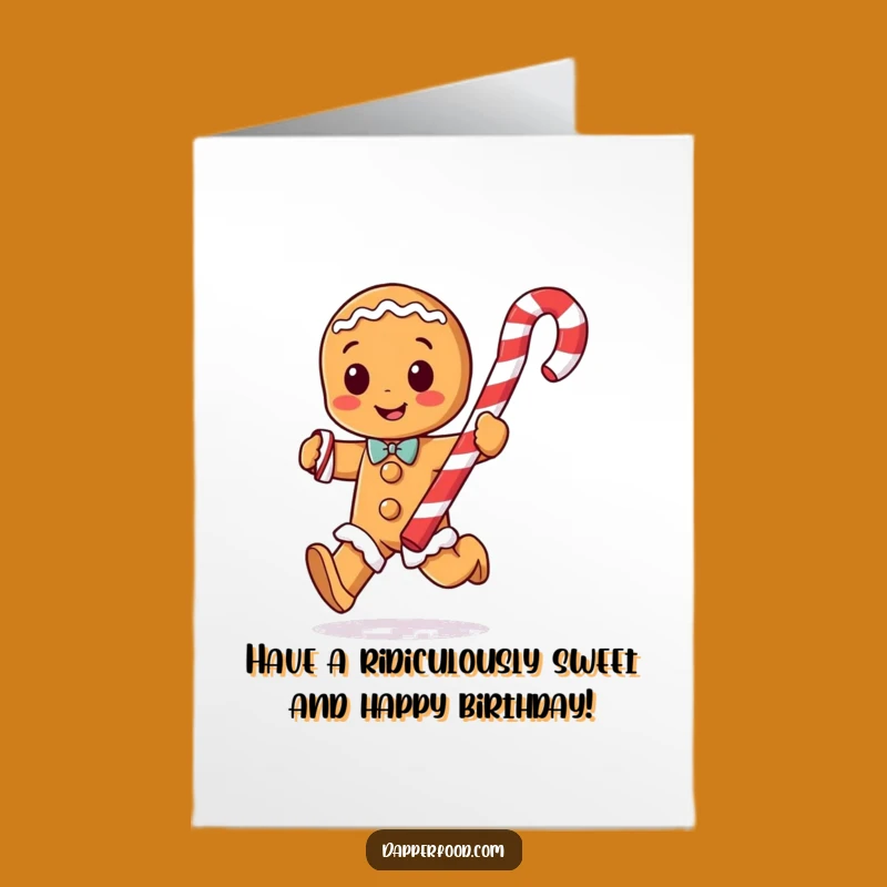 Funny Free Printable Gingerbread Birthday Card: Candy Cane Dash - Downloadable Gift!