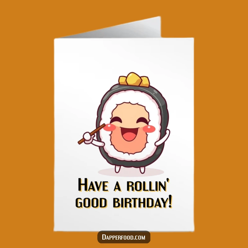 Free Printable Funny Sushi Birthday Card: Grinning Juggler Downloadable Gift for Foodie Fun