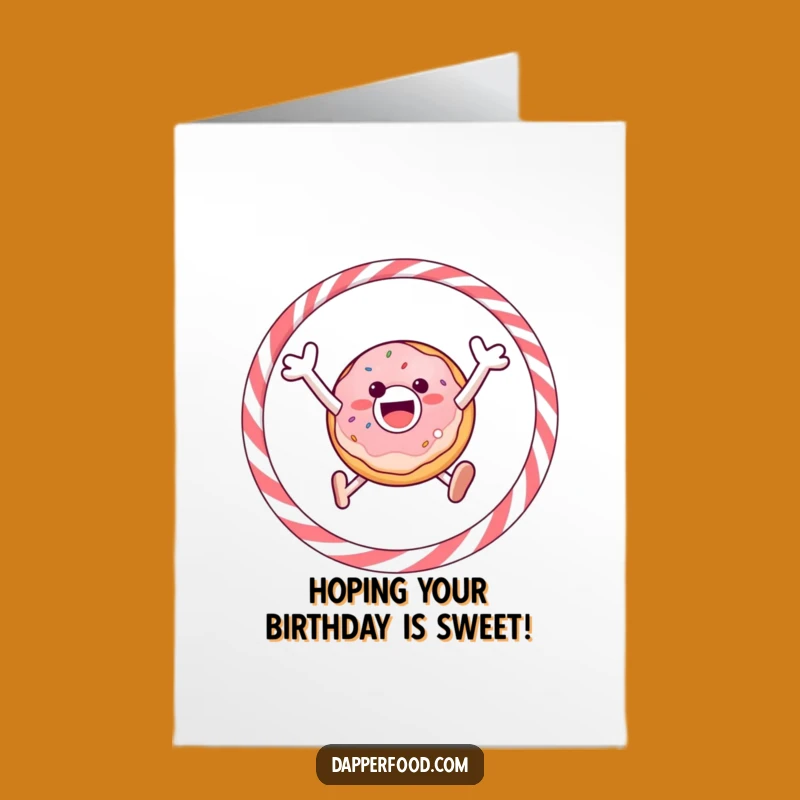 Free Printable Birthday Card: Funny Donut Jumping Hoops, Downloadable Gift