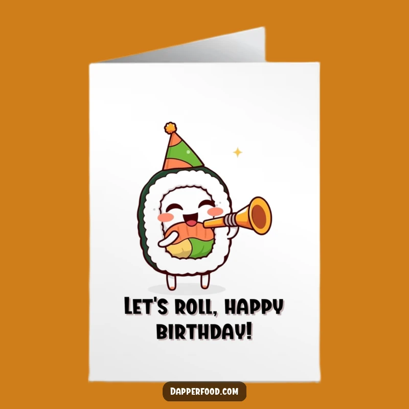 Free Printable Birthday Card: Sushi Trumpet Party Fun Downloadable Gift