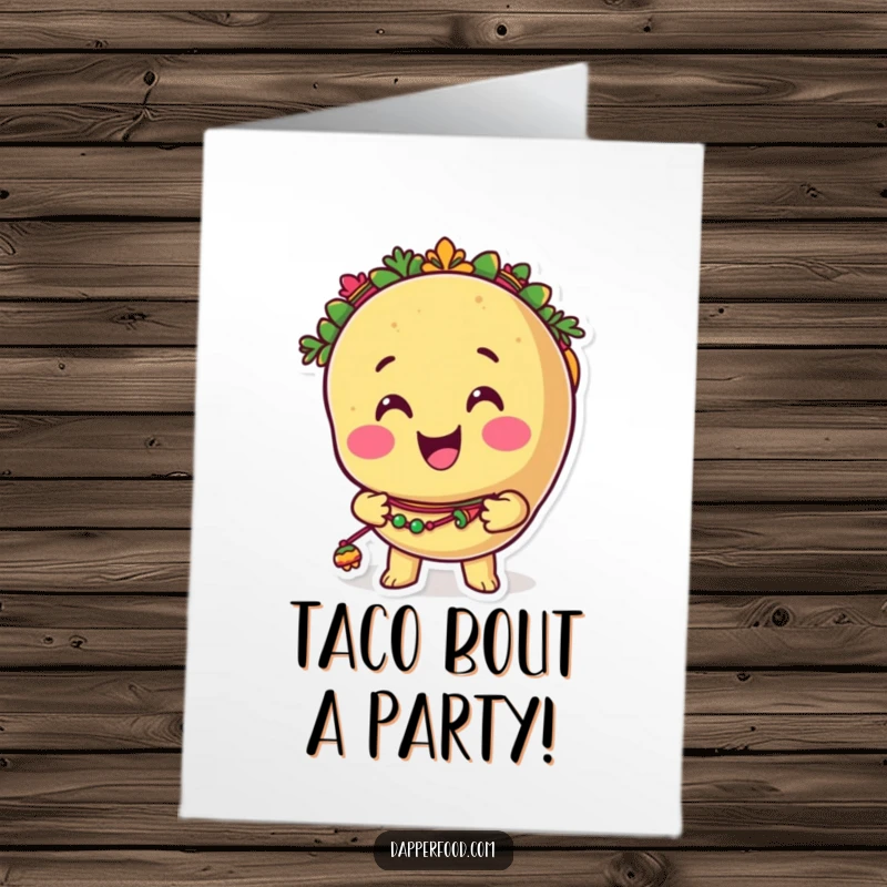 Funny Free Printable Birthday Card: Smiling taco with maracas, perfect for a lively and hilarious celebration.