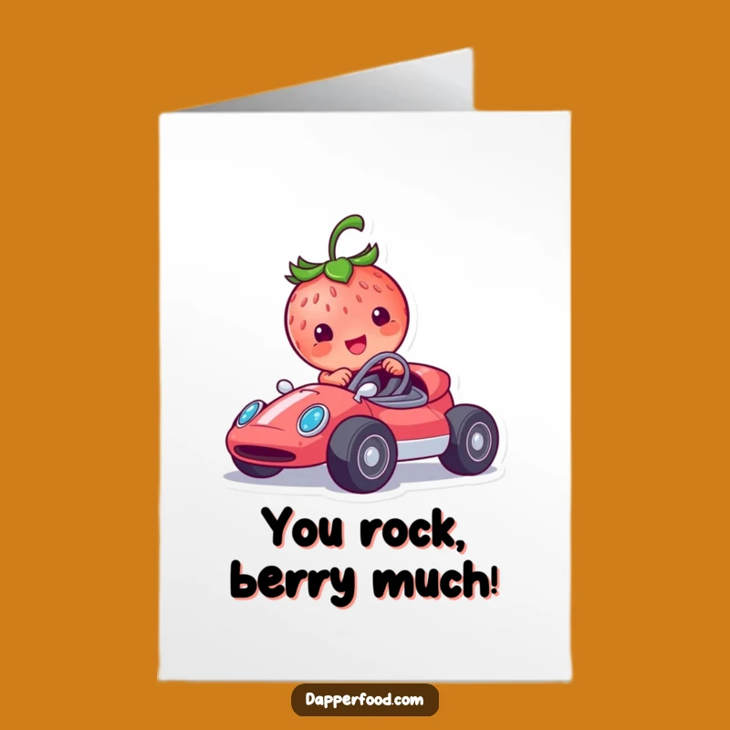 Free Printable Birthday Card: Racing Strawberry - Funny Speeding Celebration Gift