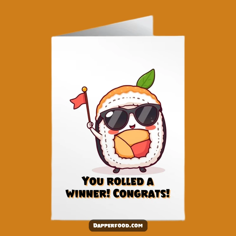 Free Printable Congrats Card: Cool Sushi Roll Shades Waving Flag Downloadable