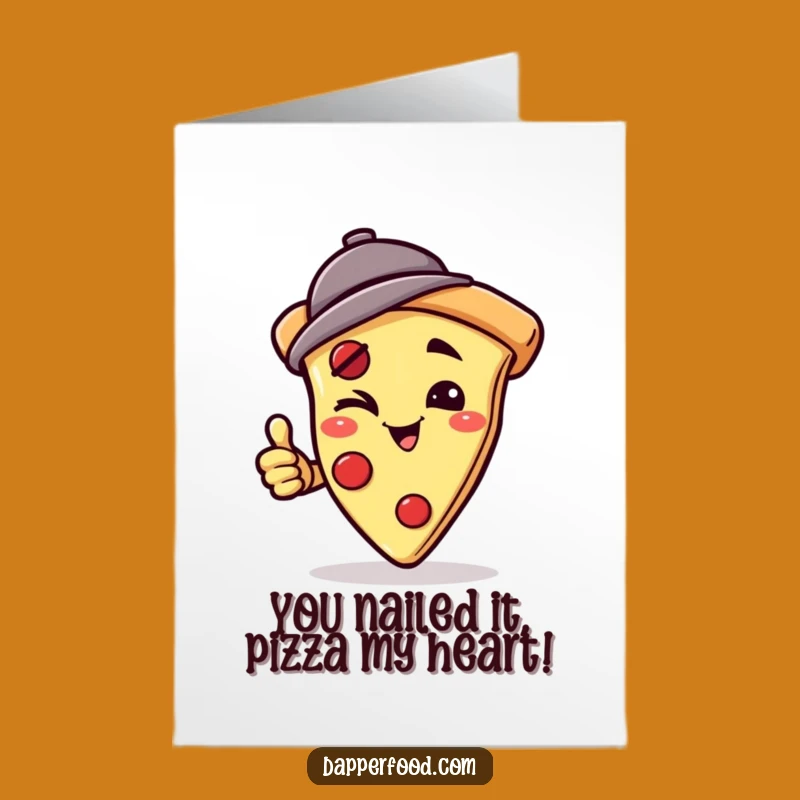 Free Printable Funny Pizza Congrats Card: Winking Handstand for a Cheesy Victory