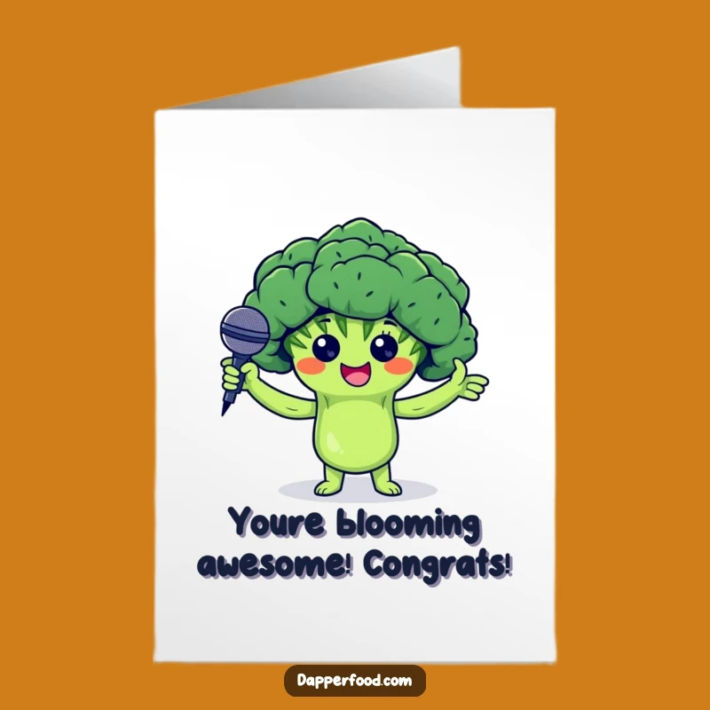 Free Printable Congrats Card: Broccoli's Victory Mic Drop, Downloadable
