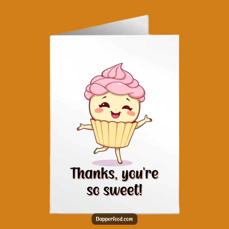Free Printable Funny Cupcake Thank You Card: Giggling Pirouettes of Sweet Appreciation