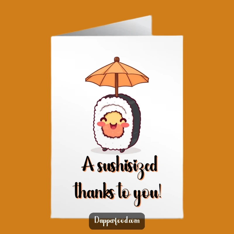 Free Printable Sushi Thank You Card: Umbrella Roll Downloadable Funny Gift