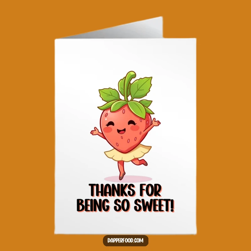 Free Printable Thank You Card: Dancing Strawberry Ballet Twirl Downloadable