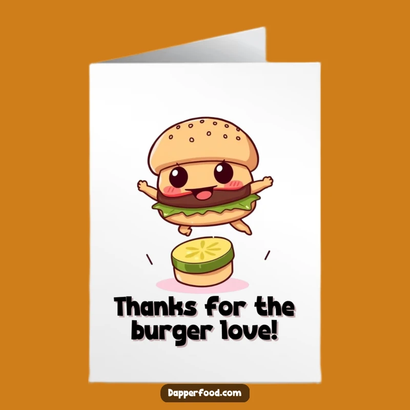 Free Printable Burger Thank You Card: Cheerful Leap Downloadable Gift