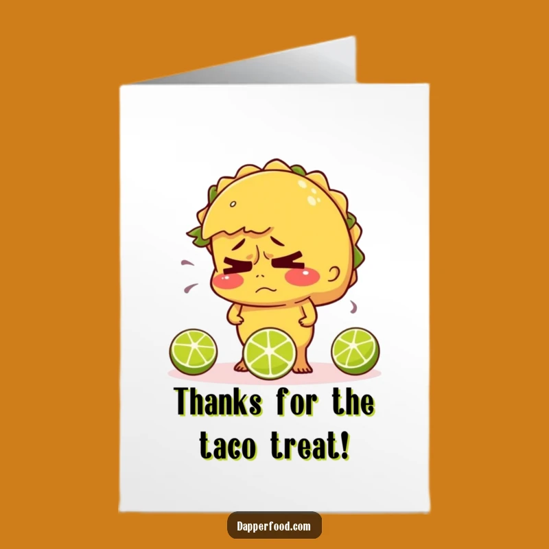 Free Printable Nervous Taco Thank You Card: Juggling Thanks Downloadable Gift