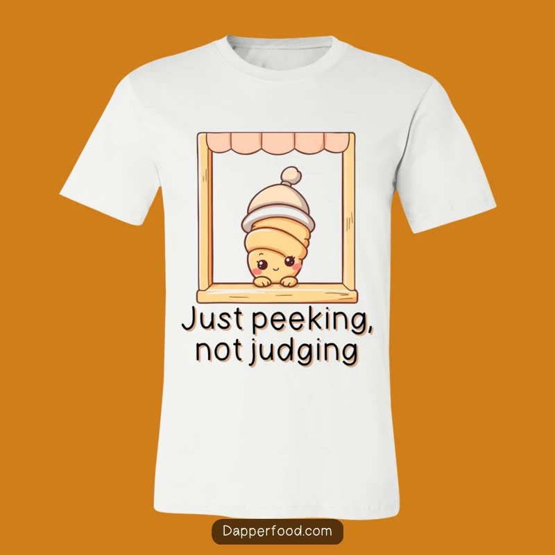 Funny Croissant Peek T-Shirt - Hilarious Bakery Character Tee!
