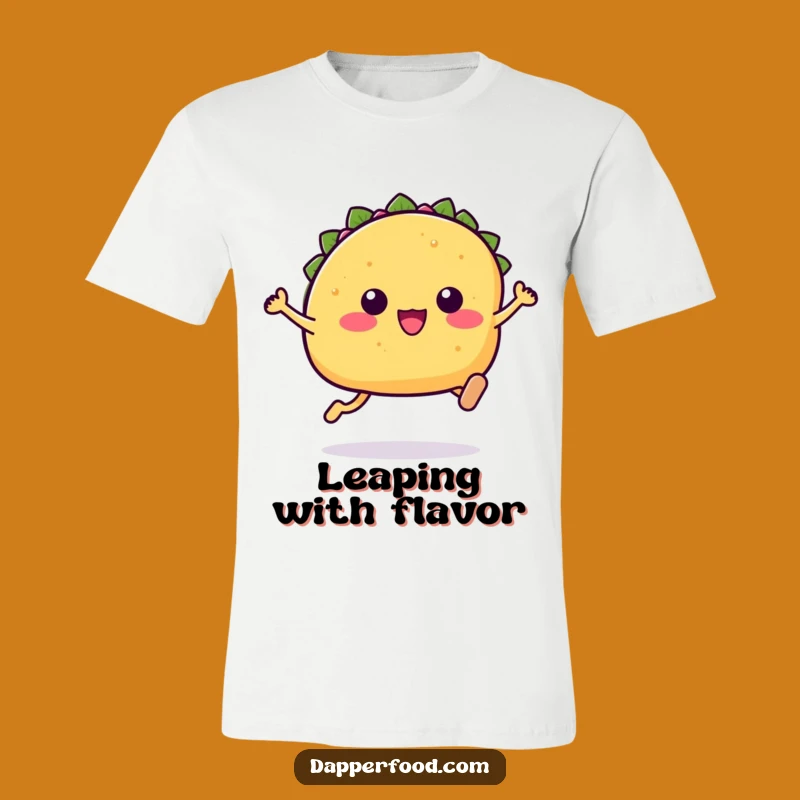 Funny Kawaii Taco T-Shirt: High-Energy Leaping Taco Design