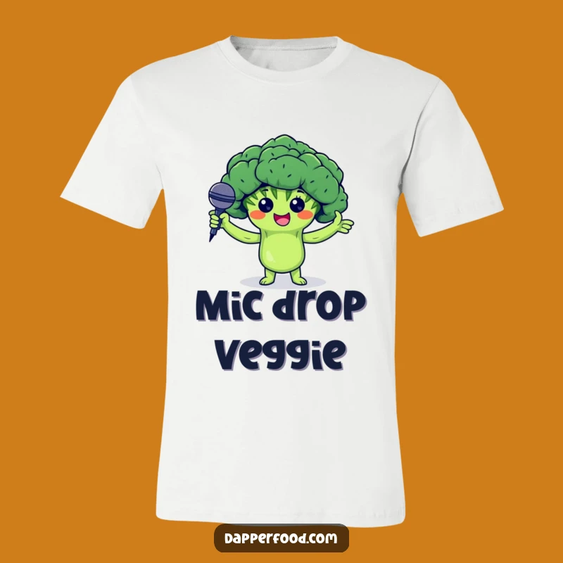 Funny Broccoli Mic Drop T-Shirt - Veggie Stand-Up Comedy Tee!