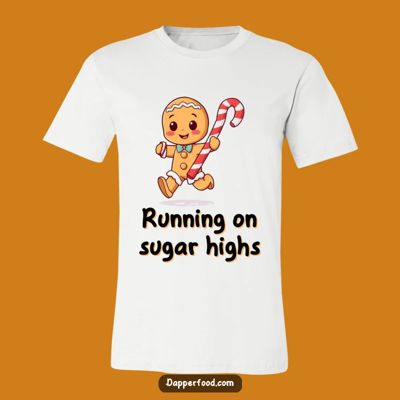 Funny Gingerbread Man Candy Cane Tee - Playful Character T-Shirt!