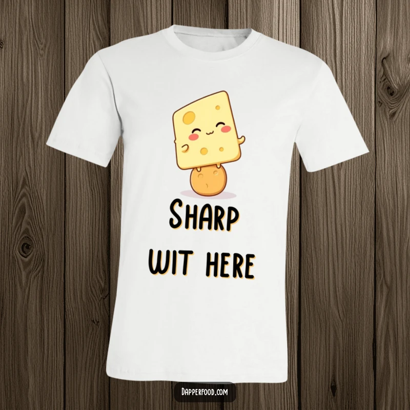 Funny cheese cracker giggle t-shirt, kawaii cheese character giggling on a cracker, humorous snack design, perfect funny gift.