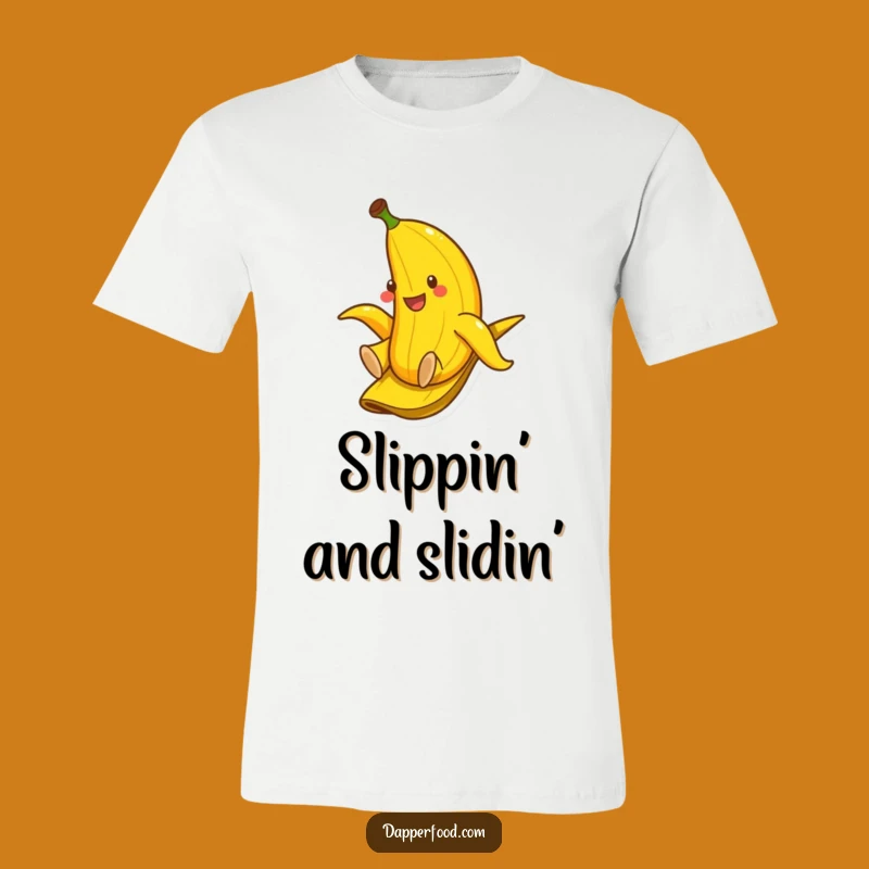 Funny Banana Slide T-Shirt - Playful Fruit Apparel & Hilarious Gift