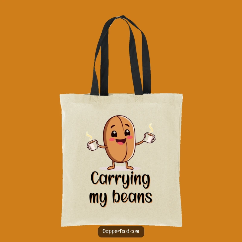 Funny Coffee Bean Juggling Tote Bag: Grinning Character Art, Carry Your Energy, Great Funny Gift