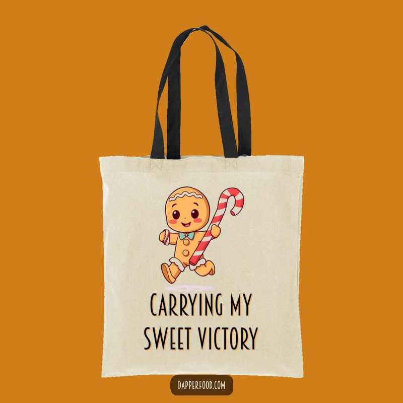 Funny Gingerbread Man Candy Cane Tote - Festive Carry-All!