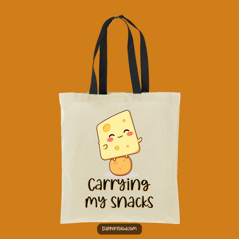 Funny Cheese Cracker Giggle Tote Bag: Carry Your Kawaii Snack Style